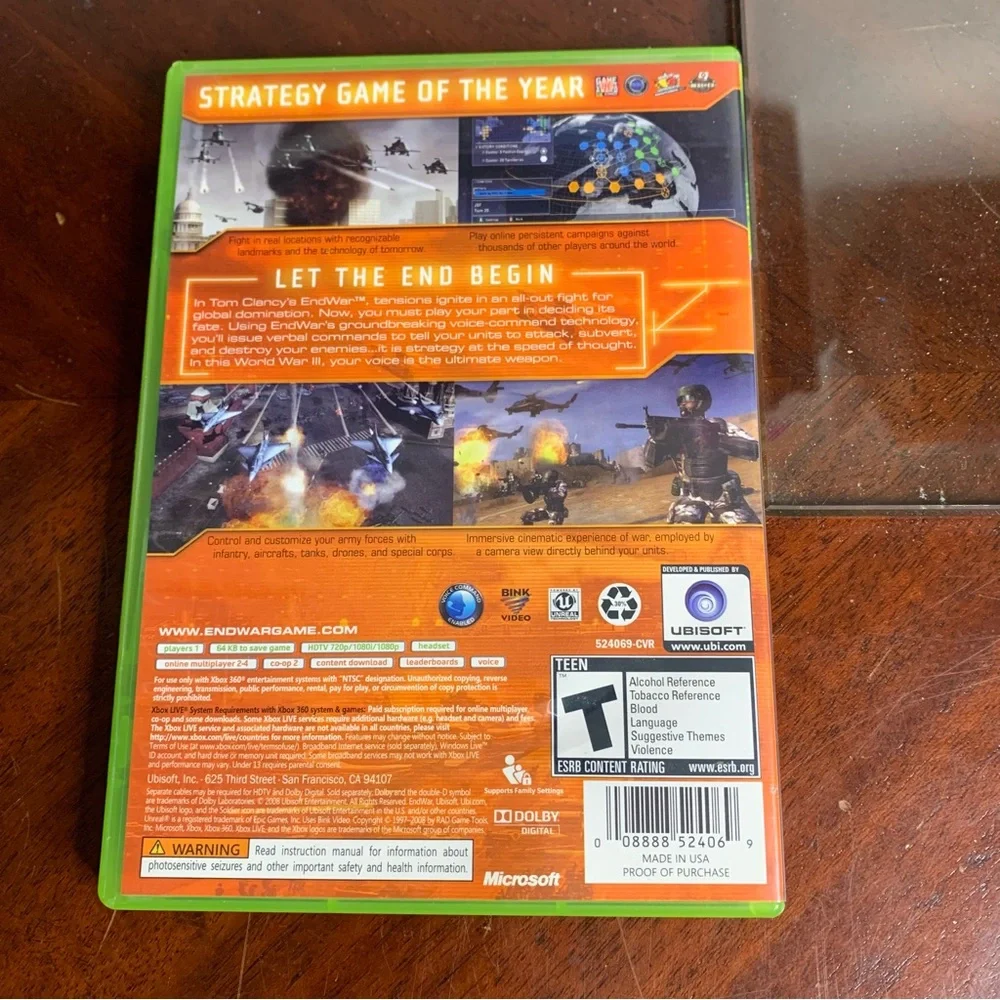 XBOX 360 Tom Clancy’s End War Video Game